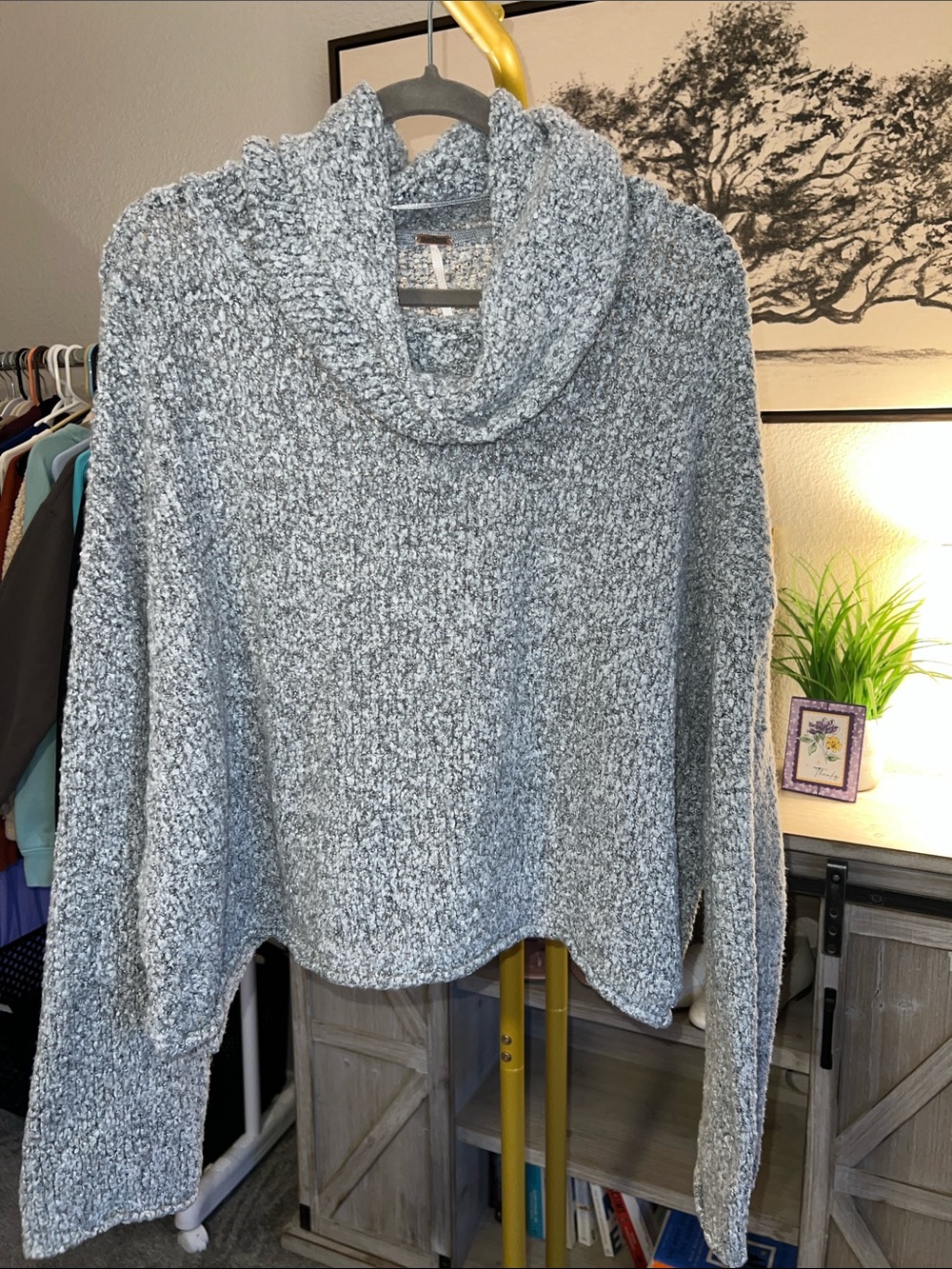 Free People Cozy Cowl Neck Women’s Sweater - Light Gray Size L